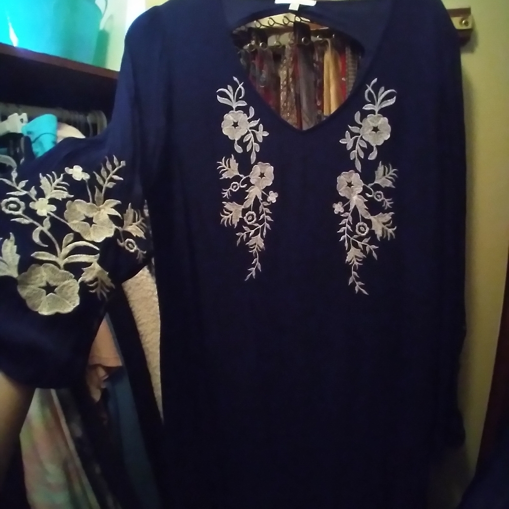 Navy blue embroidered dress